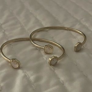 Two Kendra Scott Davie Gold Cuff Bracelet in Ivory Mother of Pearl